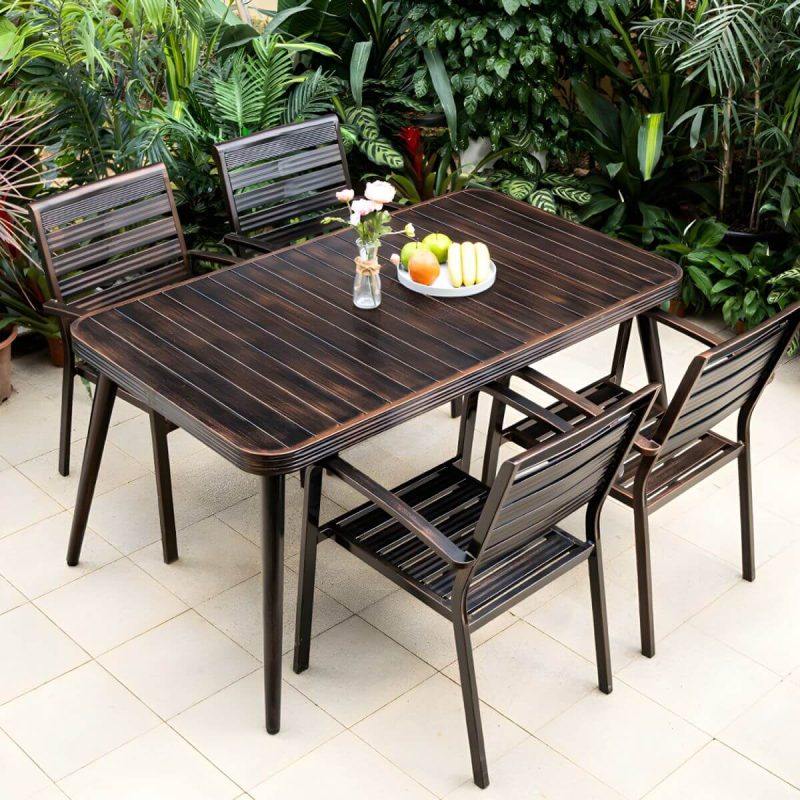 "Traditional Style Patio Table Metal Scratch Resistant Patio Table - 35"L x 35"W x 28"H Table Only"