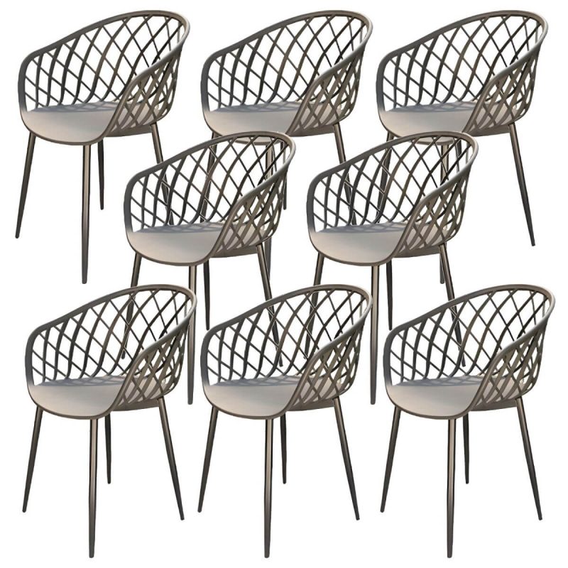 "Stacking Dining Armchair Contemporary Plastic Patio Arm Chair - 16"L x 16"W x 31"H 8 Piece Set"