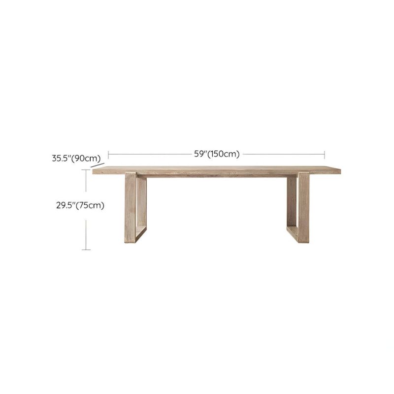"Dimension of Stylish Teak Wood Patio Dining Set with Bench for Outdoor Gatherings - Table 59.1"L x 35.4"W x 29.5"H"
