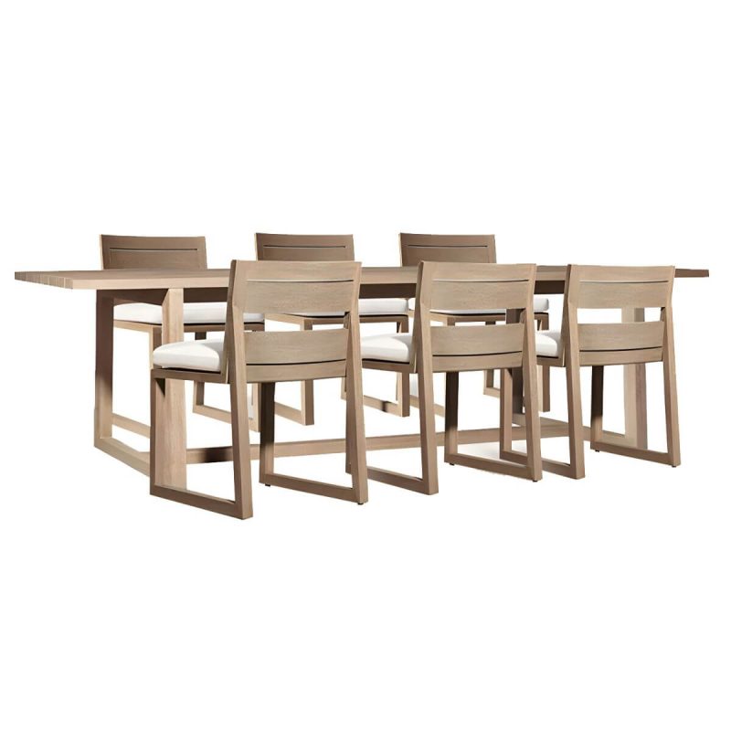 "Brown Patio Dining Table Set 1/5/7 Pcs Wood Patio Dining Table and Chairs - Table & Chair(s) 94.5"L x 39.4"W x 29.5"H 6 Light Brown"