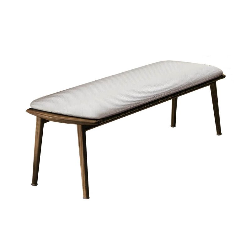 "Boho 1/5/6 Pieces Dining Wooden Set Rectangle Wood Dining Table Set - White Bench(es) 55"L x 18"W x 18"H Zero"