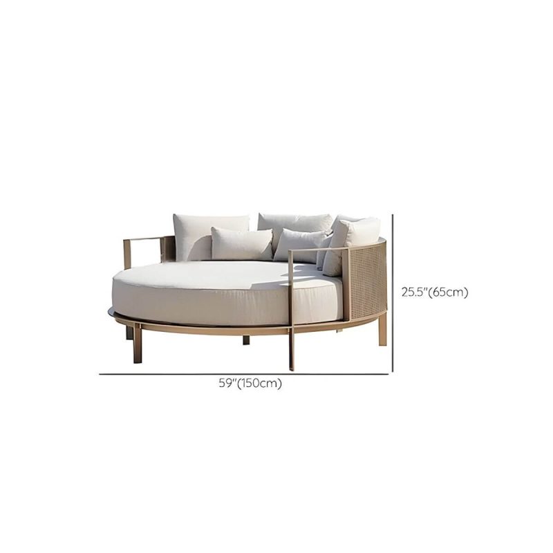 "Dimension of Metal Frame Outdoor Patio Sofa Industrial Water Resistant Patio Sofa - 59"L x 59"W x 26"H Round Bed"