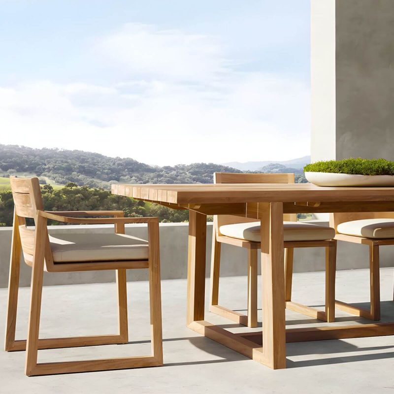 "Teak Wood Dining Table Mildew Resistant Solid Wood Patio Table - Table Only 47.2"L x 47.2"W x 29.5"H Distressed Wood"