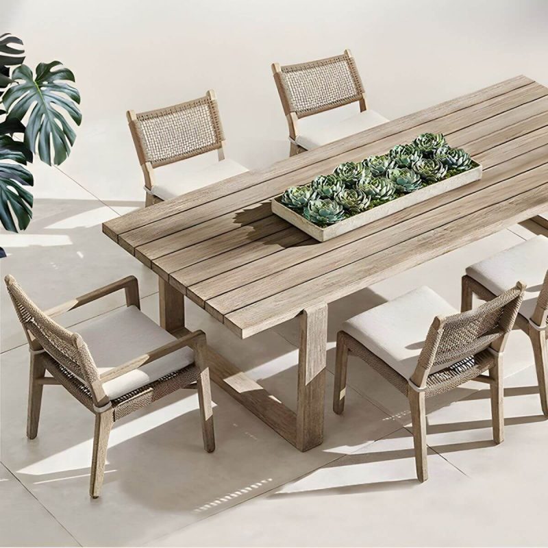 "Stylish Teak Wood Patio Dining Set with Bench for Outdoor Gatherings - Bench(es) 71"L x 16"W x 18"H"