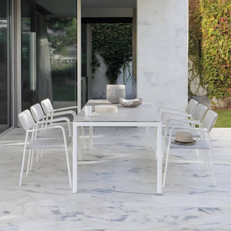 "Contemporary Aluminum Frame Water Repellent Patio Dining Chair with Arm - 1 Piece"