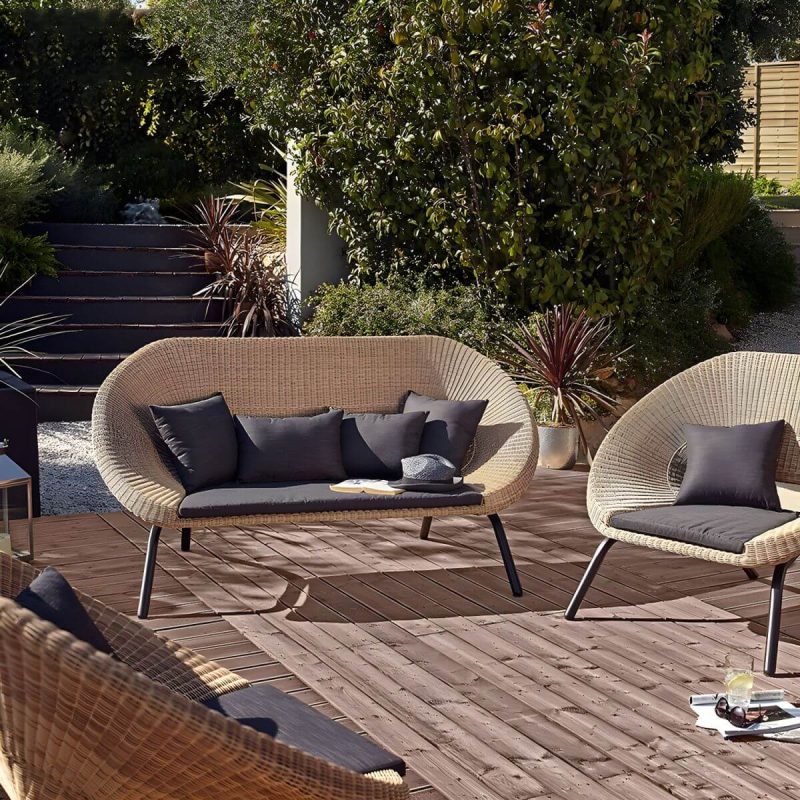 "Wicker Natural Water Resistant and UV Resistant 1 Piece Outdoor Patio Sofa - 1-Seater Sofa"