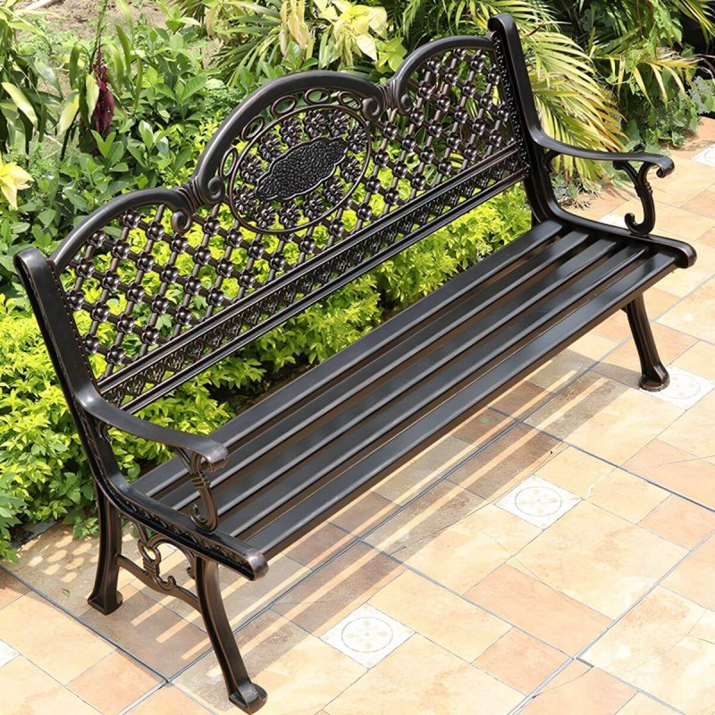 "Contemporary Style Park Bench with Legs Water Resistant for Outdoor - 59"L x 24"W x 36"H"