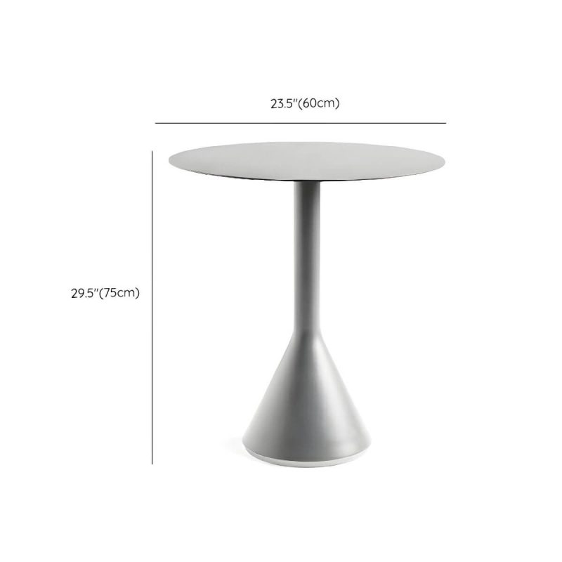 "Dimension of Grey Metal Patio Table Contemporary Style Water Resistant for Outdoors - Table Only 23.6"L x 23.6"W x 29.5"H Round"