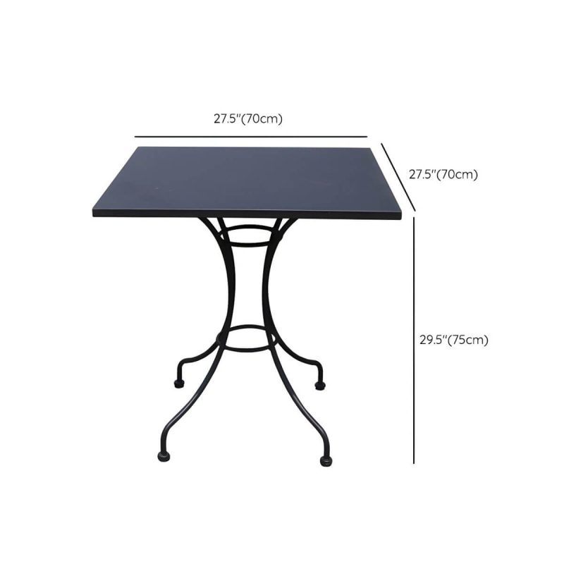 "Dimension of Modern Geometric Waterproof Courtyard Table Metal Base Outdoor Table - Table Only Square Black 27.6"L x 27.6"W x 29.5"H"