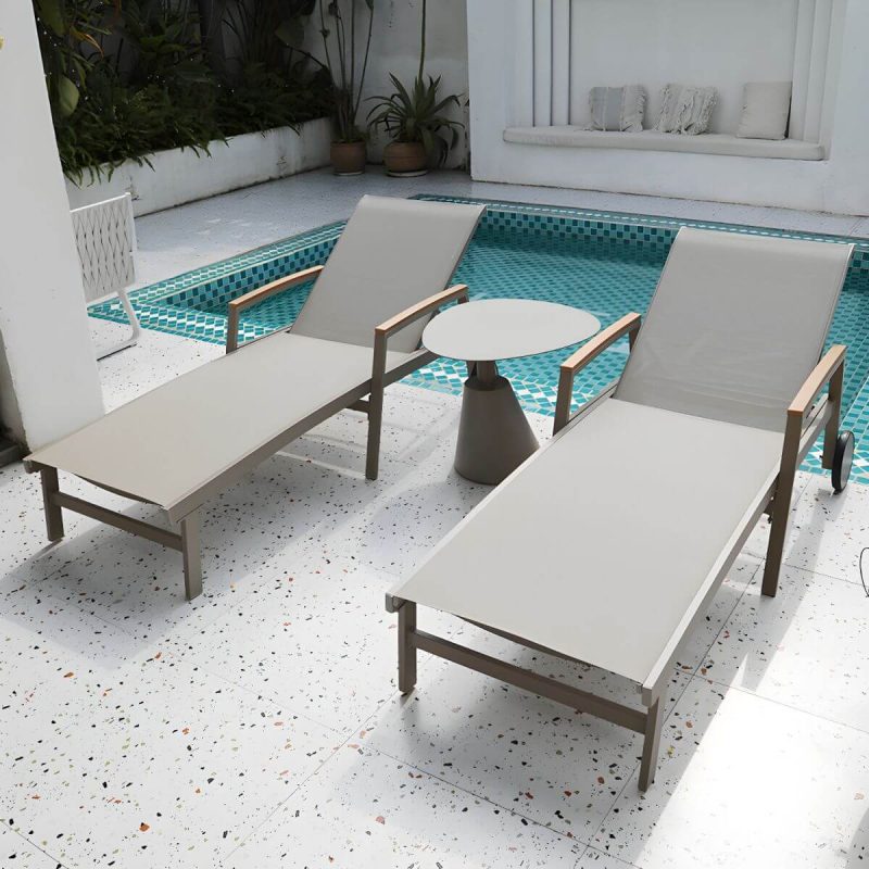 "2-Seater Metal Side Table with UV Resistant Contemporary Patio Table - Table Only 26"L x 22"W x 20"H"