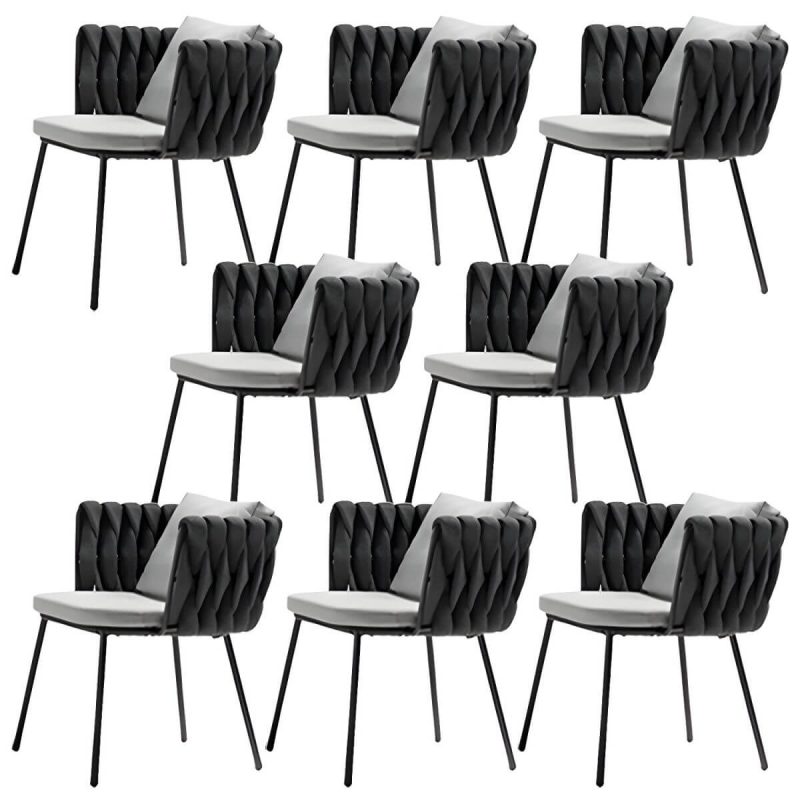 "Metal Matte Finish Patio Chair Assembled Tropical with Cushions - 23.2"L x 25.6"W x 28"H 8 Piece Set"