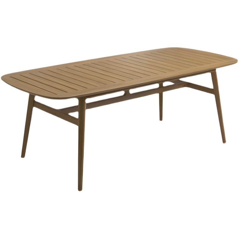 "Brown Patio Table Solid Wood Contemporary Style in Rectangular/Square Shape - Table Only 118.1"L x 35.4"W x 29.5"H"
