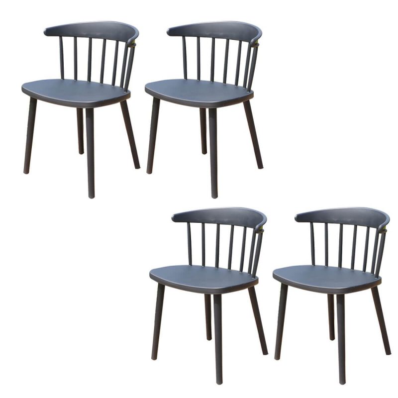 "Stacking Dining Armchair Contemporary Plastic Patio Arm Chair - 17"L x 15"W x 30"H 4 Piece Set"