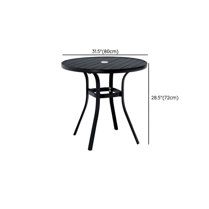 "Dimension of Contemporary Wood Dining Table Set with Black Chairs for Courtyard - Table & Chair(s) 31.5"L x 31.5"W x 28.3"H 2"