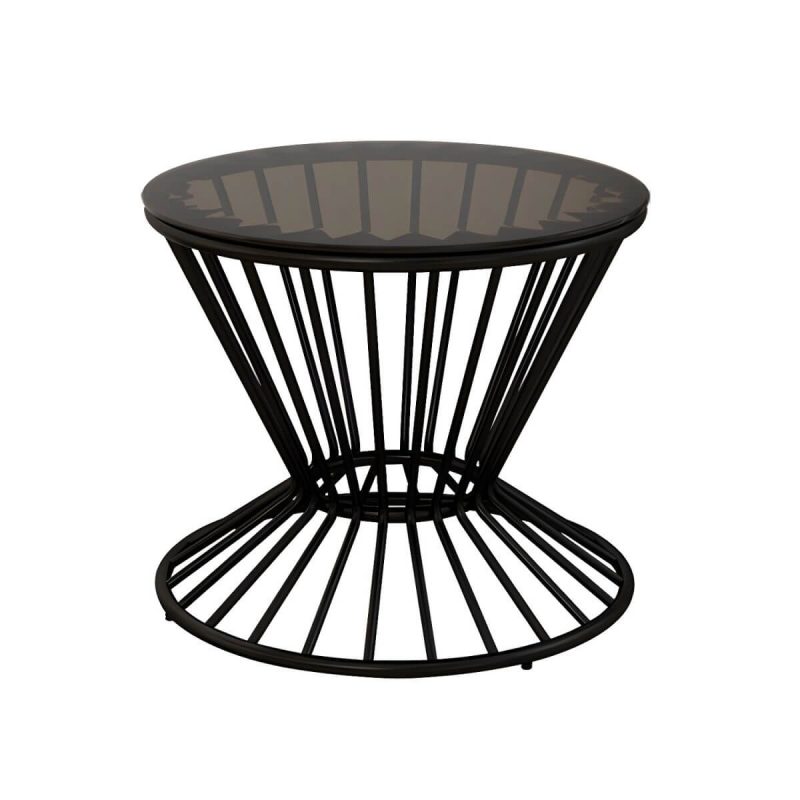 "Contemporary Outdoor Dining Table Furniture Set with Black Round Top for Courtyard - Table & Chair(s) 4 Yellow"