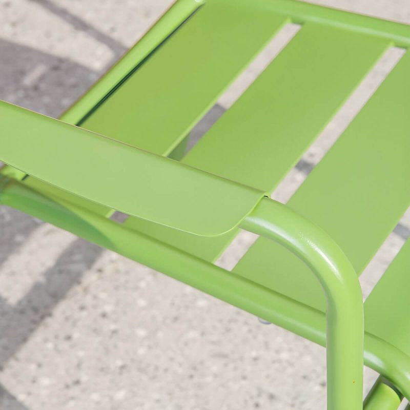 "Contemporary Dining Table Set with Green Metal Top for Courtyard - Table & Chair(s) 27.6"L x 27.6"W x 28.7"H 4"