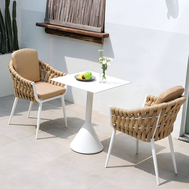 "Contemporary Outdoors Dining Chairs with Removable Water Repellent Finish Cushion - Coffee 1 Piece"