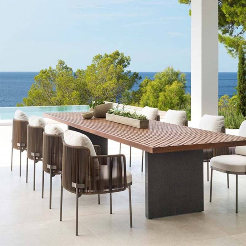 "Solid Wood Patio Table Contemporary Patio Table with Metal Base - 27.6"L x 27.6"W x 29.1"H Round Table Only"