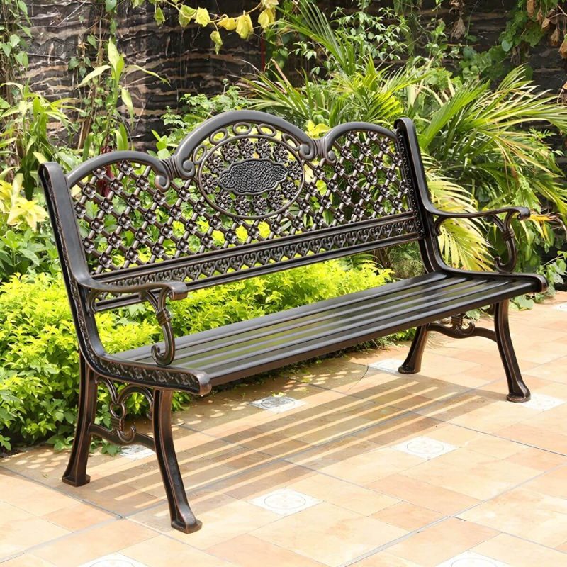 "Contemporary Style Park Bench with Legs Water Resistant for Outdoor - 45"L x 23.5"W x 31.5"H"