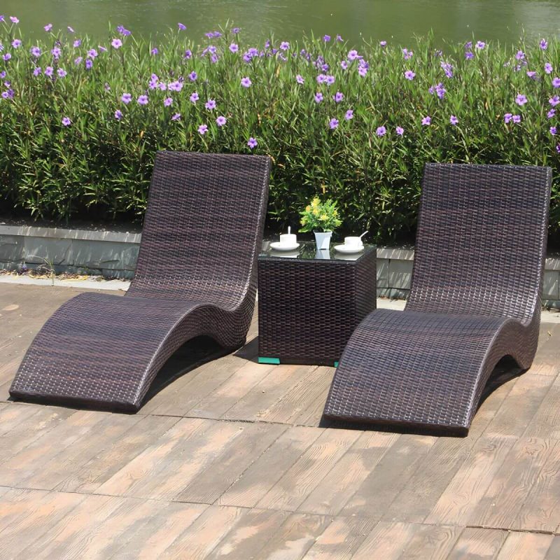 "Tropical Patio Daybed Wicker/Rattan UV Resistant Beige Mildew Resistant - Black"
