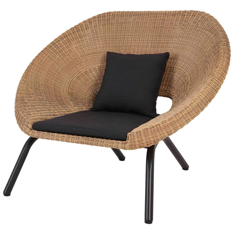 "Tropical Rattan and Metal Frame Outdoor Sofa Water Resistant Patio Sofa - 1-Seater Sofa"