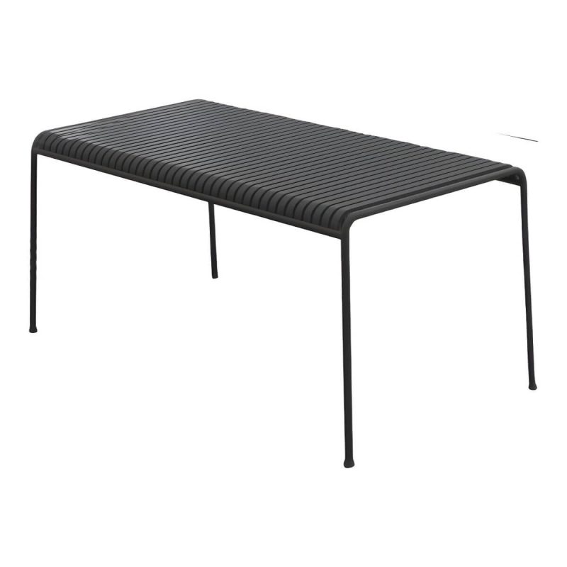 "Contemporary Style Patio Dining Table with Metal Legs for Patio Dining - Black 55.1"L x 27.6"W x 29.5"H Table Table Only"