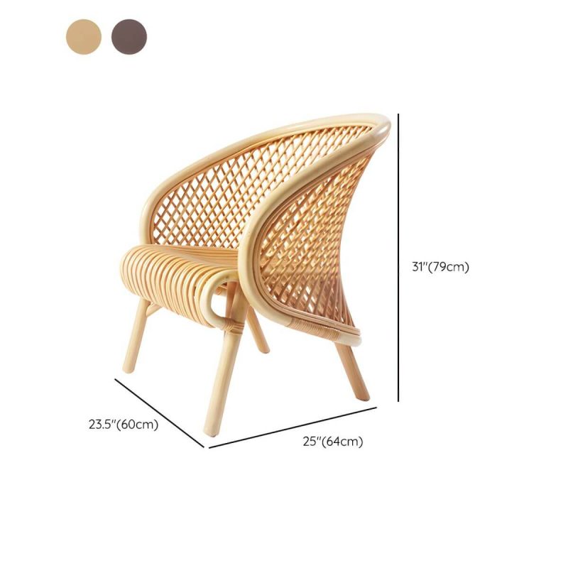"Dimension of Tropical Matte Finish Patio Chair Assembled Wicker with Arms - Natural Finish 1 Piece"