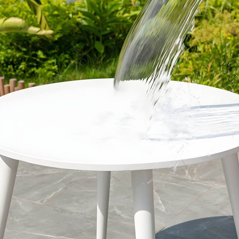 "Contemporary White Metal Dining Table Furniture Set with Chairs for Courtyard - Table & Chair(s) 31.5"L x 31.5"W x 28.3"H 4"