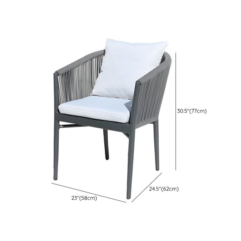 "Dimension of Tropical Style Metallic Patio Chair Antique Finish with Cushions - 1 Piece"