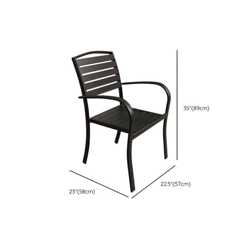 "Dimension of Black Modern Courtyard Dining Chairs Waterproof and Sun Proof for Outdoor - Black"