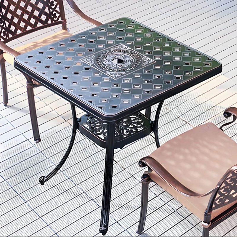 "Aluminum Outdoor Patio Table Industrial UV Resistant Patio Table - Table Only 30.7"L x 30.7"W x 28.3"H Black"