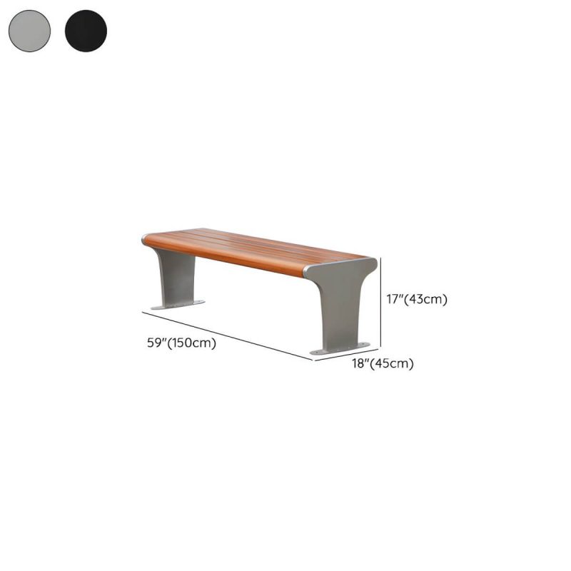 "Dimension of Modern Style Wooden Industrial Bench with Brown Seat Surface and Metal Double Base - Black 59"L x 18"W x 17"H"