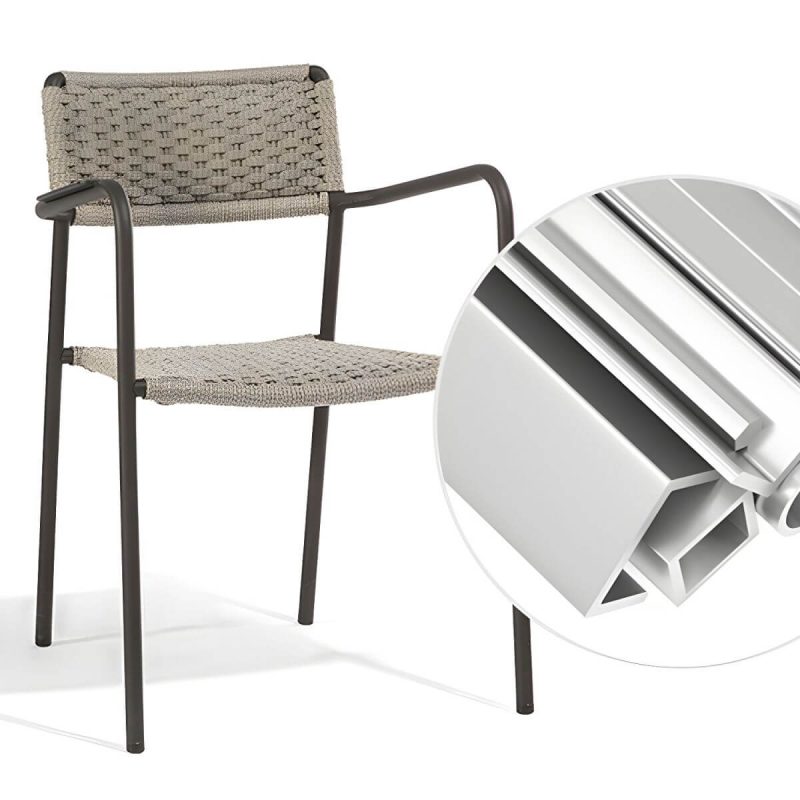 "Contemporary Aluminum Frame Water Repellent Patio Dining Chair with Arm - 8 Piece Set"