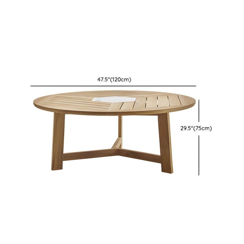 "Dimension of Teak Wood Water Resistant Dining Table Outdoor Solid Wood Patio Table in Brown - Table Only 47.2"L x 47.2"W x 29.5"H"