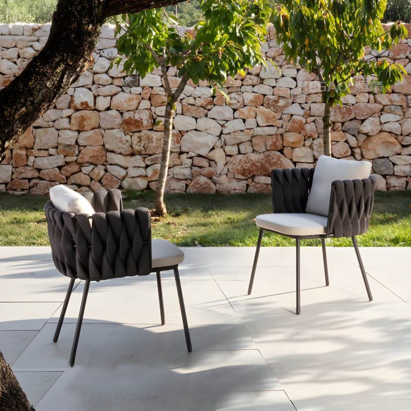 "Metal Matte Finish Patio Chair Assembled Tropical with Cushions - 24"L x 24"W x 30"H 8 Piece Set"