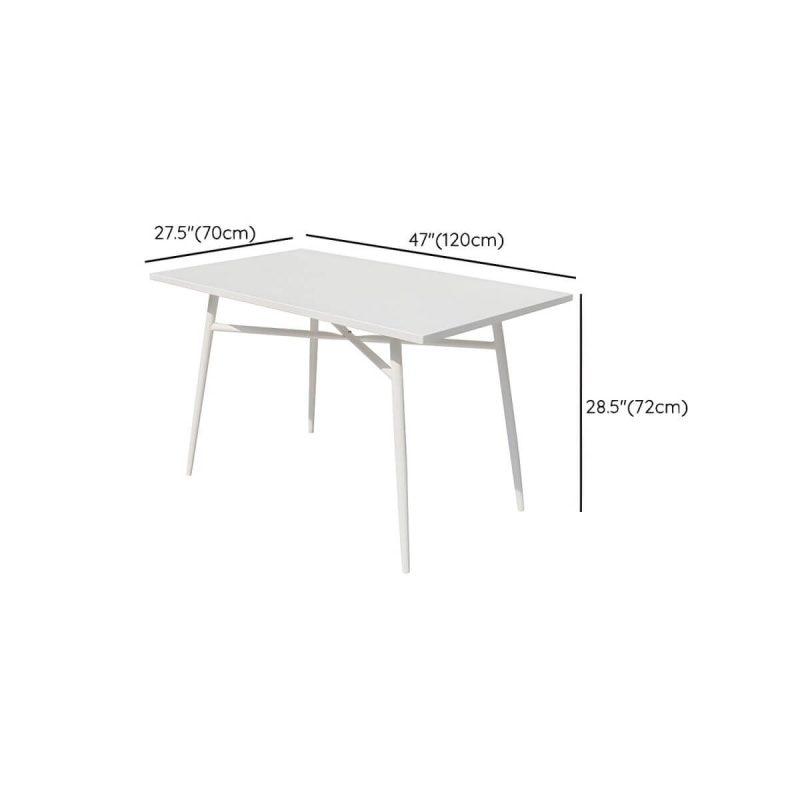 "Dimension of Contemporary Dining Table White Outdoor Table with Metal Base - White Rectangular 47"L x 28"W x 28"H Table Only"