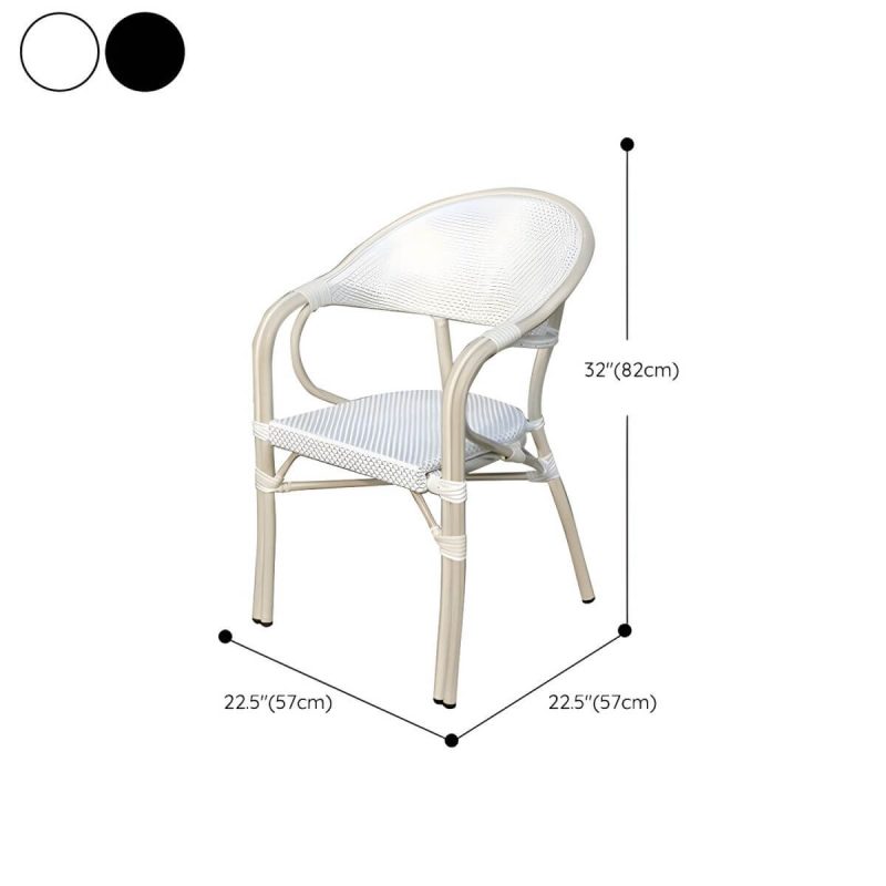 "Dimension of Traditional Arm Cane Back Dining Chair Stackable for Outdoor - Black 4 Piece Set"