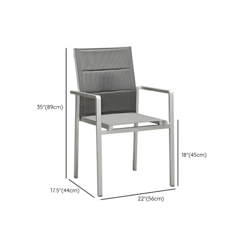 "Dimension of Stacking Metallic Antique Finish Patio Chair Industrial Style without Cushions - 4 Piece Set"