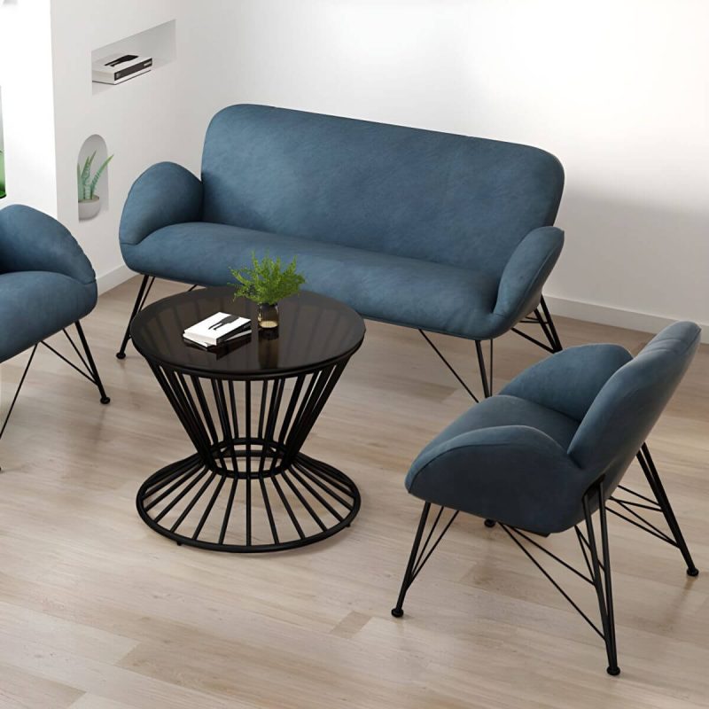 "Contemporary Outdoor Dining Table Furniture Set with Black Round Top for Courtyard - Table & Chair(s) 3 Grey"