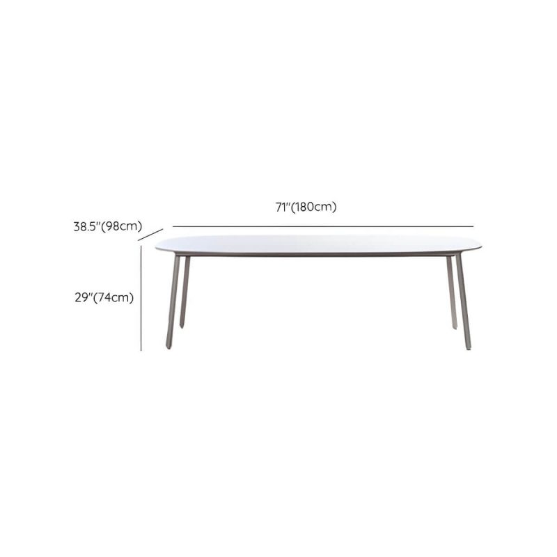 "Dimension of Contemporary Scratch Resistant Balcony Table 4 Legs for Outdoor - Table Only 71"L x 39"W x 29"H Marble"