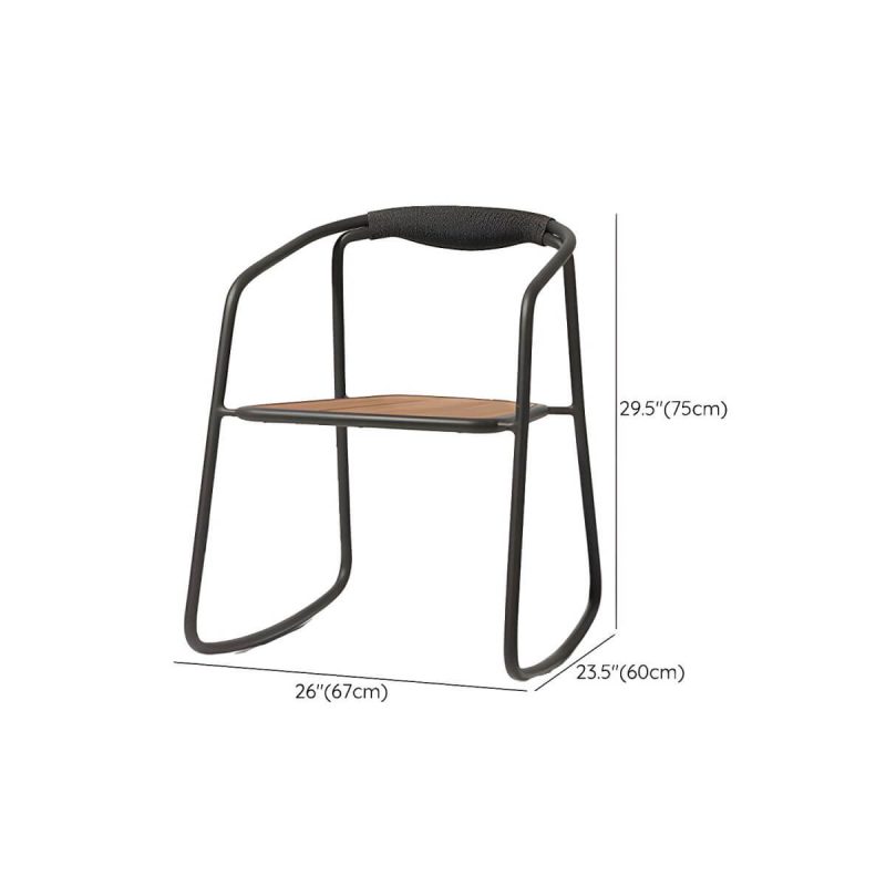 "Dimension of Farmhouse Aluminum With Arm Open Back Stacking Patio Dining Chair - 1 Piece Black Ash"