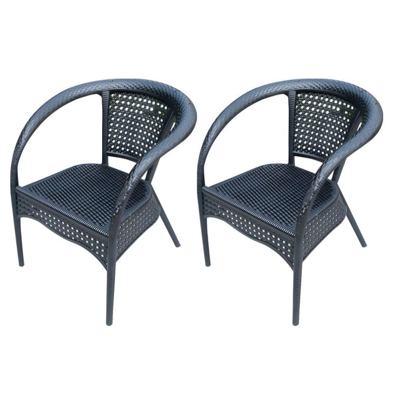 "Stacking Dining Armchair Contemporary Plastic Patio Arm Chair - 20"L x 19"W x 33"H 2 Piece Set"