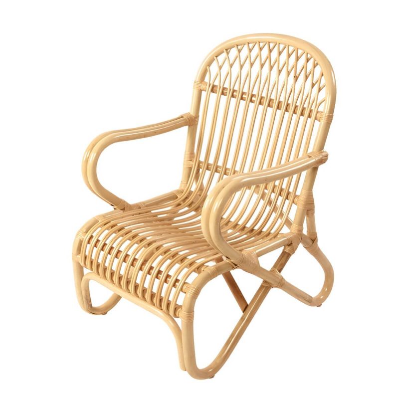 "Matte Finish Tropical Patio Chair Assembled Wicker with Arms - Nut-Brown 6 Piece Set"