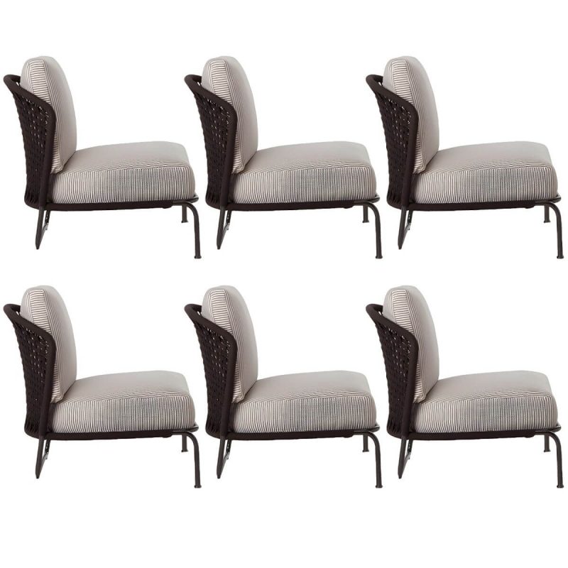 "Tropical Outdoor Chair with Removable Water Repellent Finish Cushion - 26"L x 28"W x 31"H Armless 6 Piece Set"