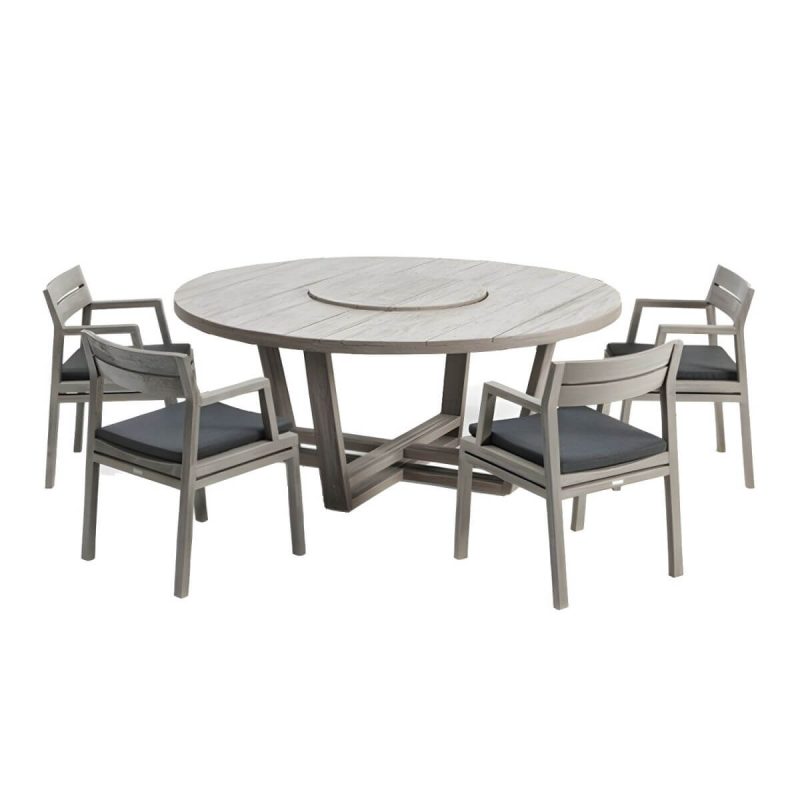 "Modern Wooden Dining Table Set with Armless Chairs for Outdoors - Table & Chair(s) 47.2"L x 47.2"W x 29.5"H 4"