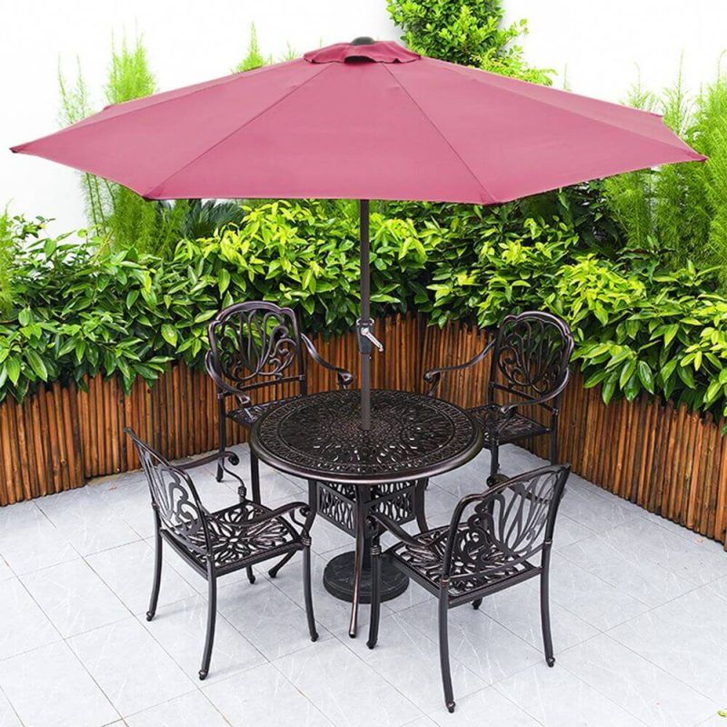 "3 Piece Set Modern Simple Style Auburn Fire-retardant Alloy Patio Dining Set with Chair & Table, Desk with 2 Chairs, 31.5"L x 31.5"W x 28.7"H"