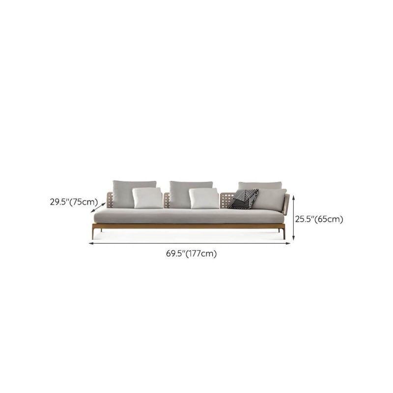 "Dimension of Scandinavian Patio Sofa Water Resistant Gray Outdoor Patio Sofa - Left Corner Sofa Aluminum 70"L x 30"W x 26"H"