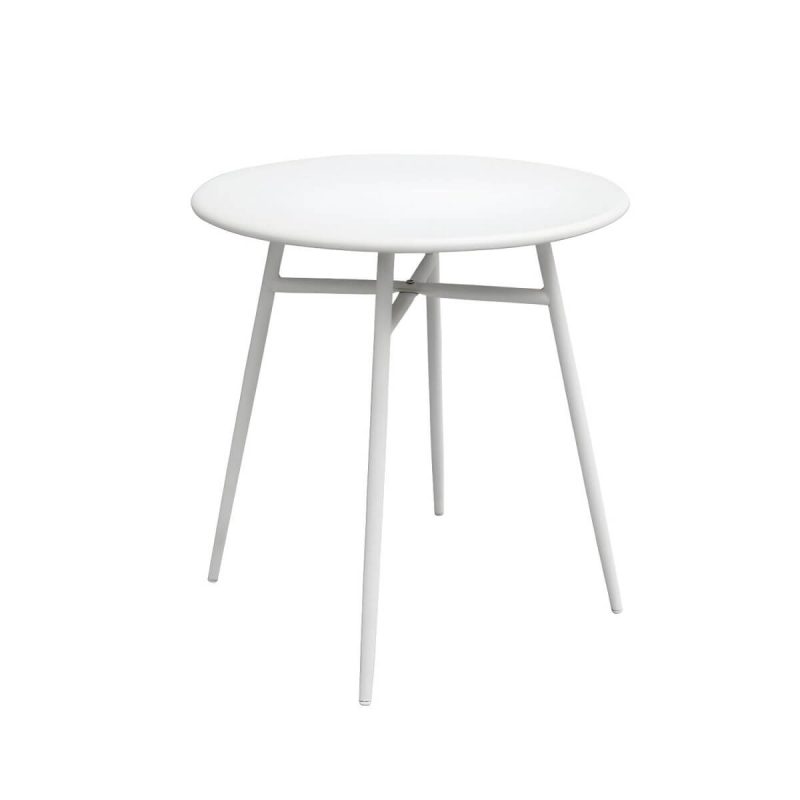 "Contemporary Dining Table White Outdoor Table with Metal Base - White 27.6"L x 27.6"W x 28.3"H Round Table Only"