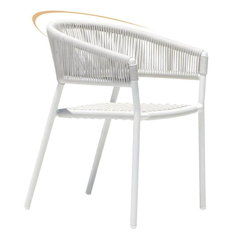 "Contemporary Dining Arm Chair Pure Color Metal Stackable for Outdoor - 4 Piece Set"