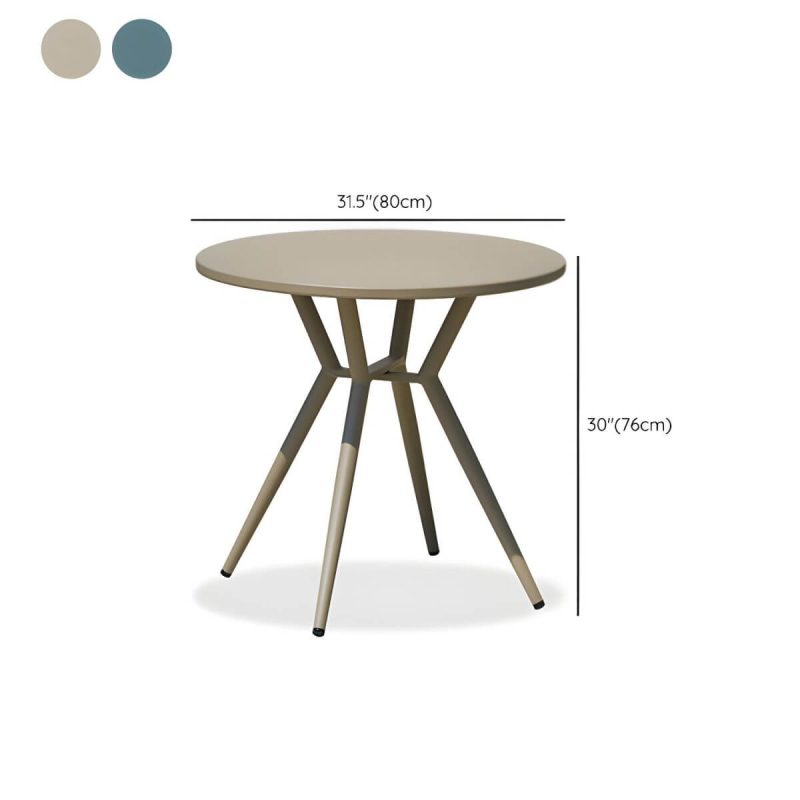 "Dimension of Traditional Style Patio Table Metal Water Resistant Patio Table - Round Champagne Table Only"